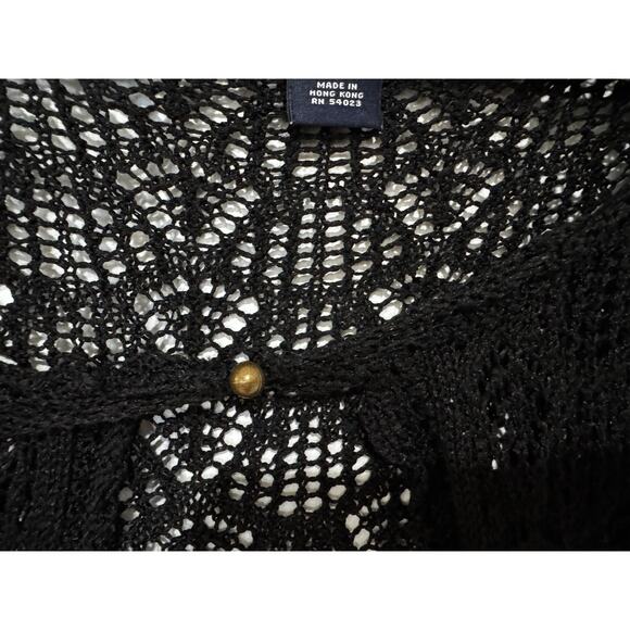 GAP Black Crochet Sweater Cardigan Open Front with Button XL - Picture 5 of 6